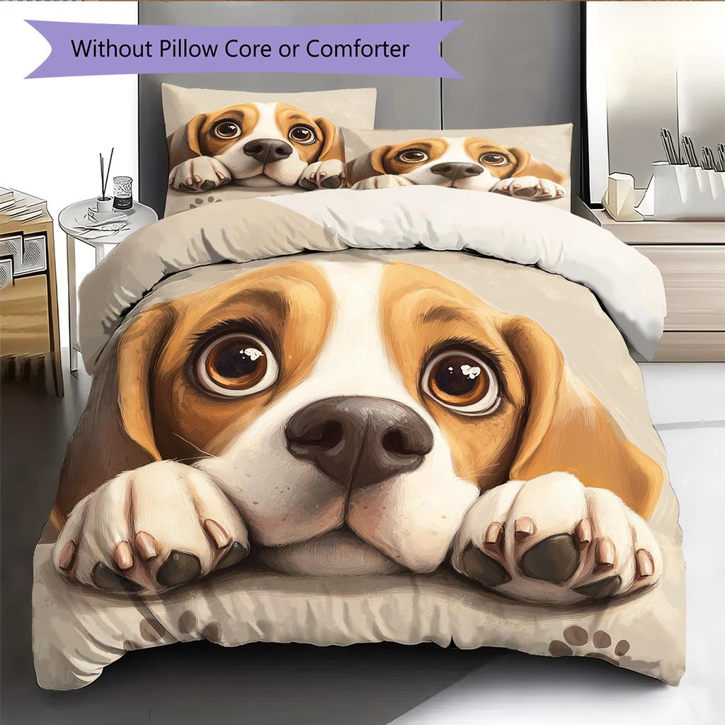 Beagle Pattern Bedding Home Decoration Birthday Gift (1 * Duvet Cover + 2 * Pillowcase, Without Core)