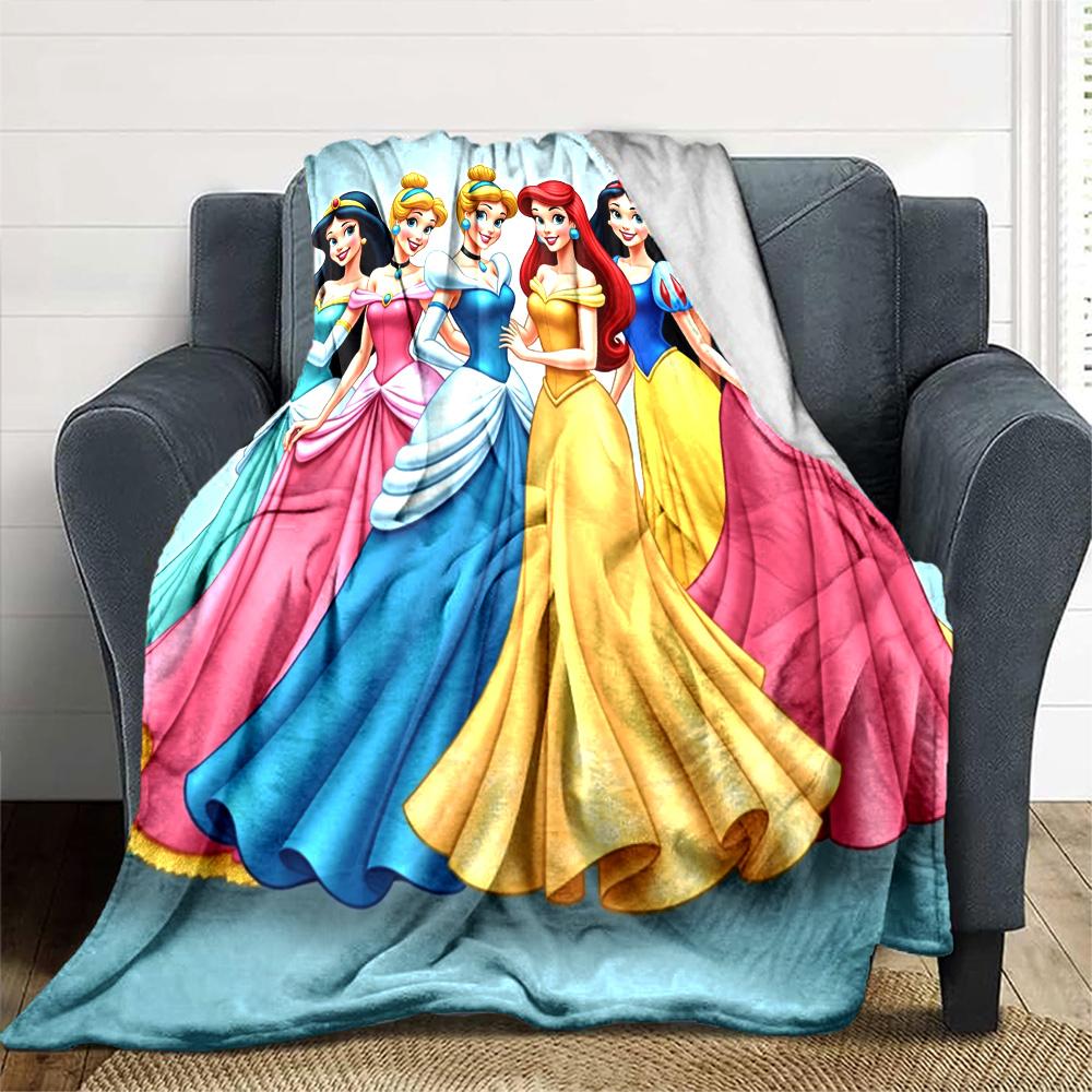Princesses Colorful Gowns Flannel Blanket Super Soft Warm Cozy Blanket For Sofa Bed Office Travel Allseason Home Decor Gift