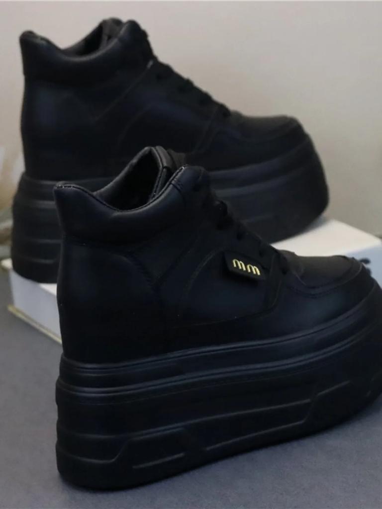 Fashion 12CM Genuine Leather Women Breathable Platform Hidden Heels Shoes Genuine Leather Chimney Fashion Spring ZIP Ankle Booties