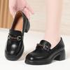 Mocassini in Pelle Morbida con Suola Morbida per Donne di Mezza Età, Scarpe in Pelle con Suola Spessa per la Primavera, Scarpe Singole da Donna Versatili con Tacco Chunky
