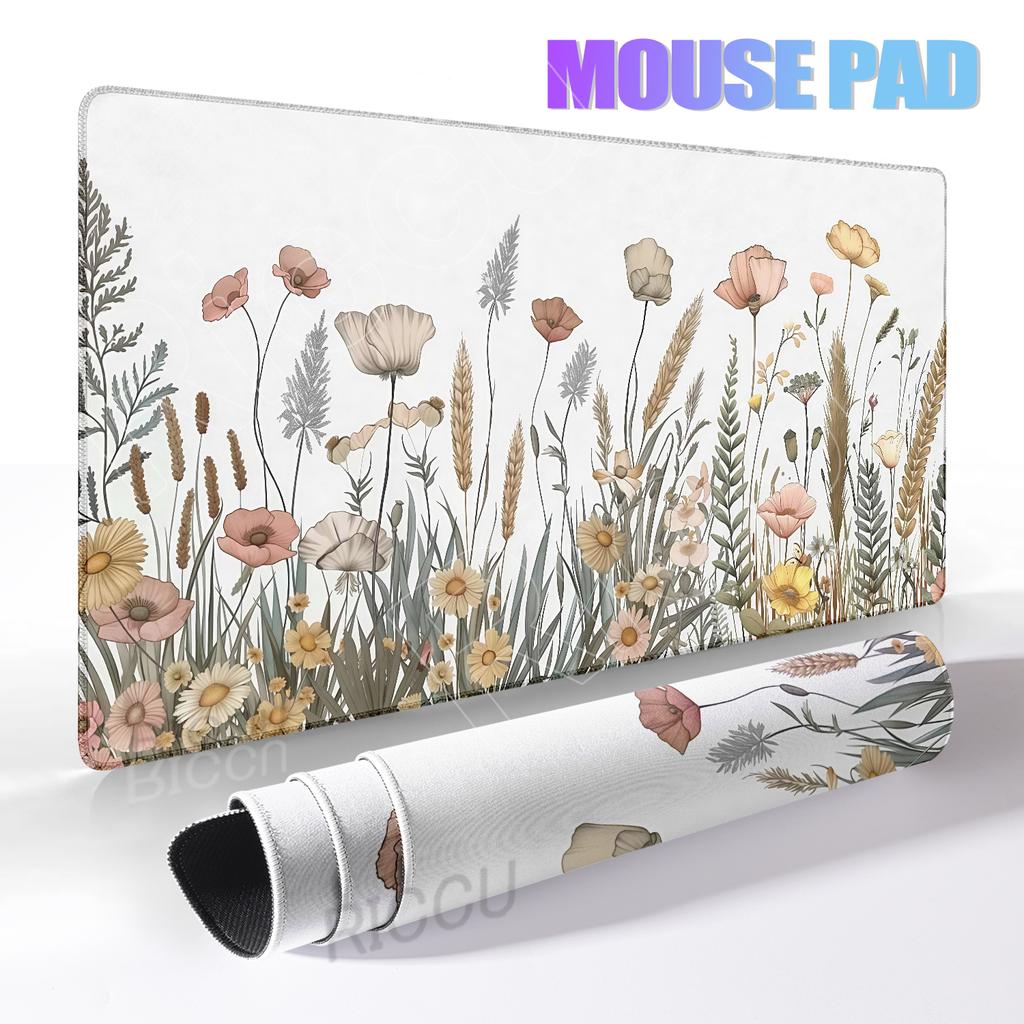 Retro Flower Desk Mat Pc Gaming XXL Mouse Pad Large Mousepad PC Setup Tablepad Office Accessories HD Priting Extended Mousemat