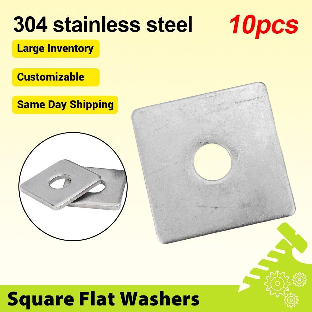 10Pcs M3-M20 Square Plate Washer 304 Stainless Steel Flat Surface Square Flat Washer Square Design Large Bearing Area