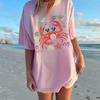 Beach Crab Shirt Summer Vibes Tee, Cute Tropical Cocktail Graphic Tee, Beach Vacation Shirt, Gift for Beach Lover