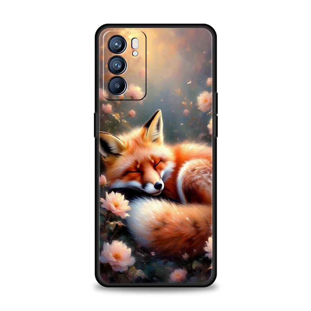 Red Fox Phone Case For Oppo Reno 13 12 11 10 7 F Find X5 X6 A98 A80 A79 A78 A57 A54 A31 A17 Pro 5G Soft TPU Cover Fundas Capas
