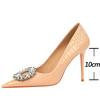 Fashion Women Pumps Patent Leather Snake Patterned Rhinestone High Heels 10 CM Stilettos Sexy Party Shoes Luxury Women Heels