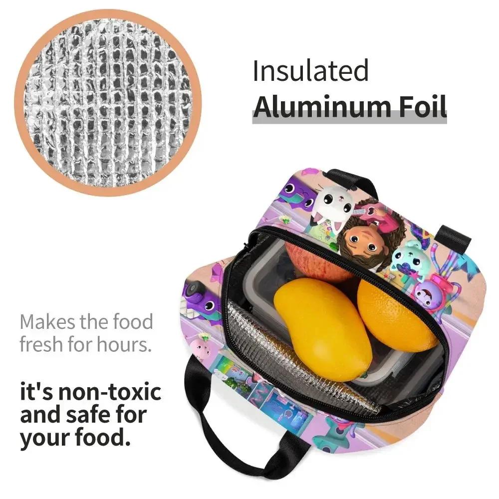 Gabbys Dollhouse Insulated Lunch Tote Bag for Women Mercat Cat Portable Thermal Cooler Bento Box School