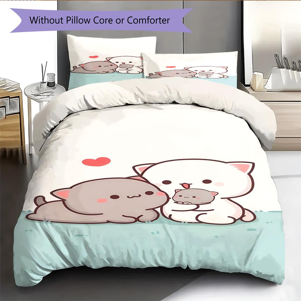 Set Copripiumino Trapuntato con Motivo Anime Federe Decorazione Casa Regalo di Compleanno (1 * copripiumino + 2 * federa, senza nucleo)