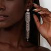 Silver Needle Diamond Tassel Long Earrings - European & American Luxury, High-End Style, Fashionable Design.