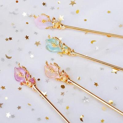1PZ Fermacapelli Antico in Vetro Hanfu Moda Antica Accessori per Capelli con Copricapo Versatile Stile Semplice Accessori Decorativi