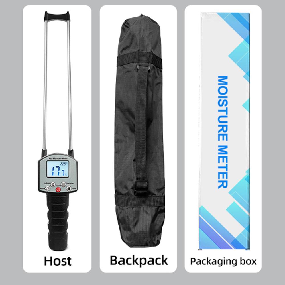 LCD Display Forage Moisture Tester Handheld Hay Moisture Meter Hay Straw Pasture Humidity Tester 0-80% Water Content Detector