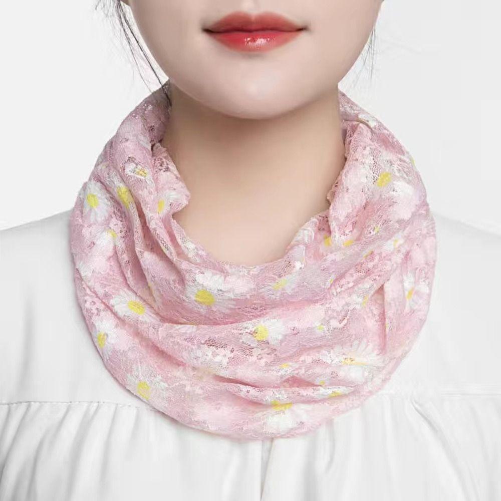 Floral Silk Scarf Ice Silk Neck Guard Scarf Summer Veil  Women