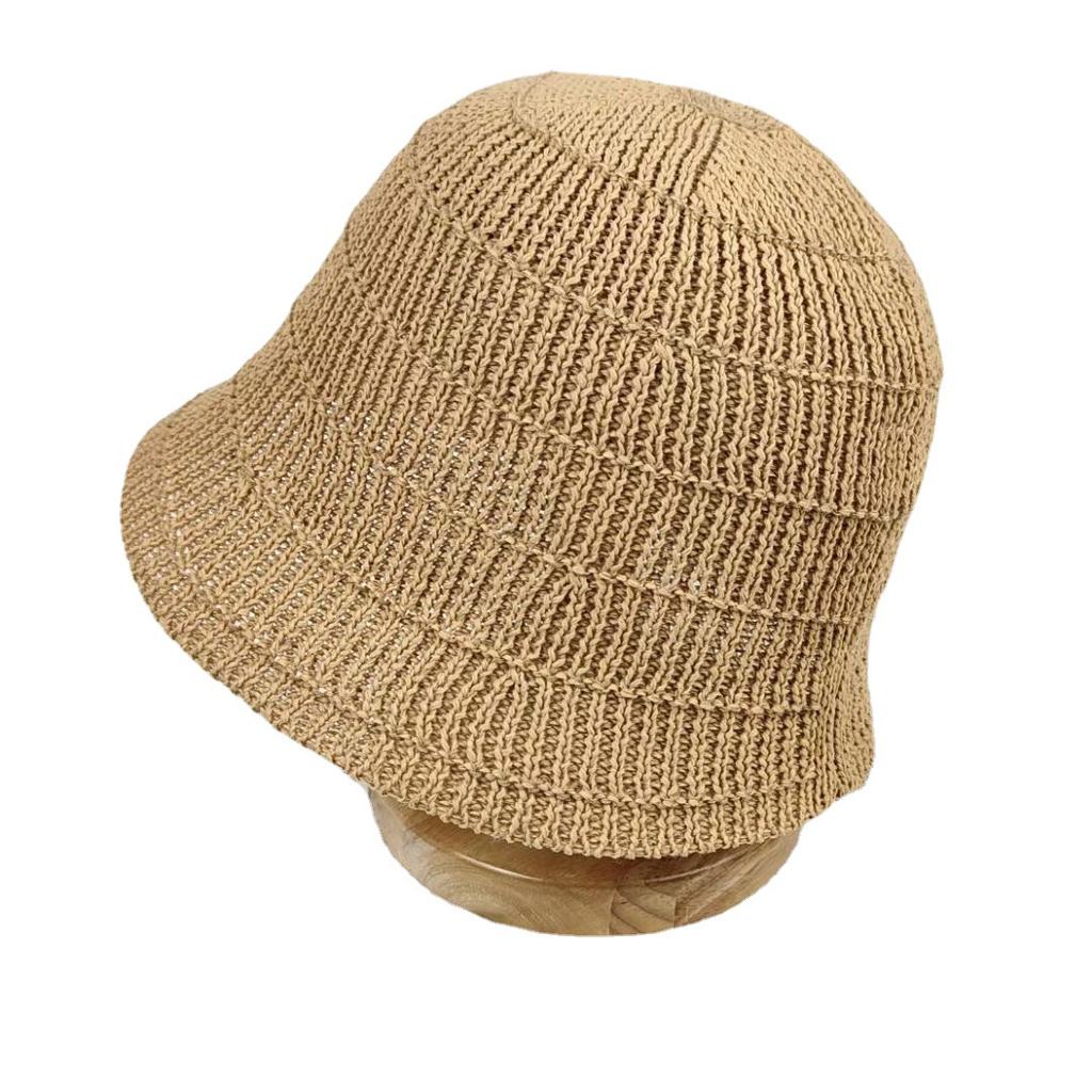 Solid Color Breathable Knitted Bucket Hat Women's Literary Leisure Basin Hat Fashion Bucket Hat