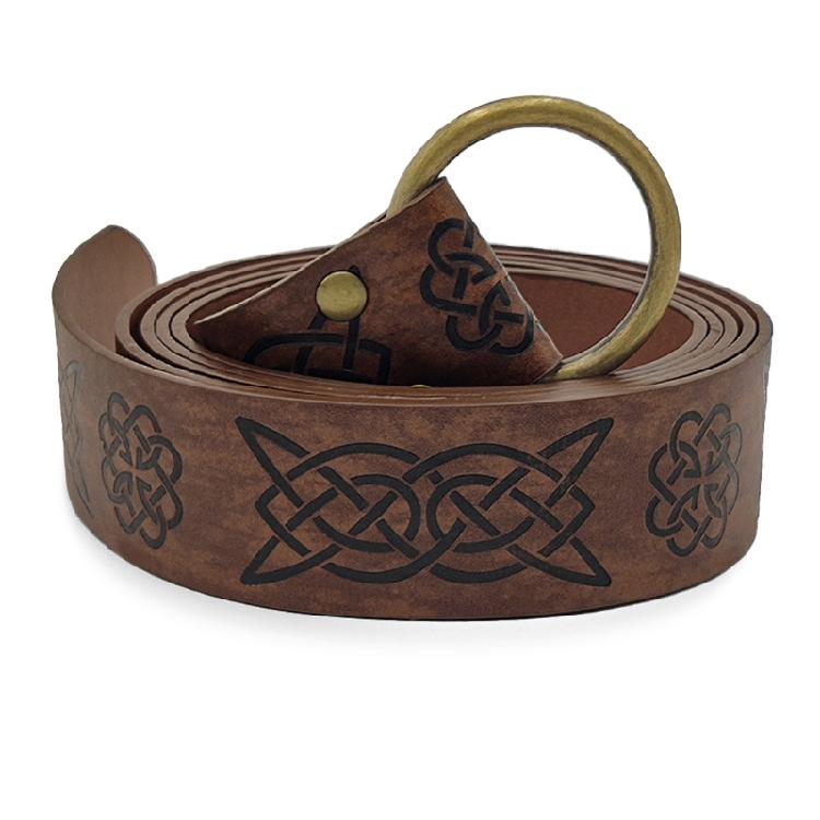 Medieval Embossed Viking Vegvisir PU Leather O Ring Belt Retro Renaissance