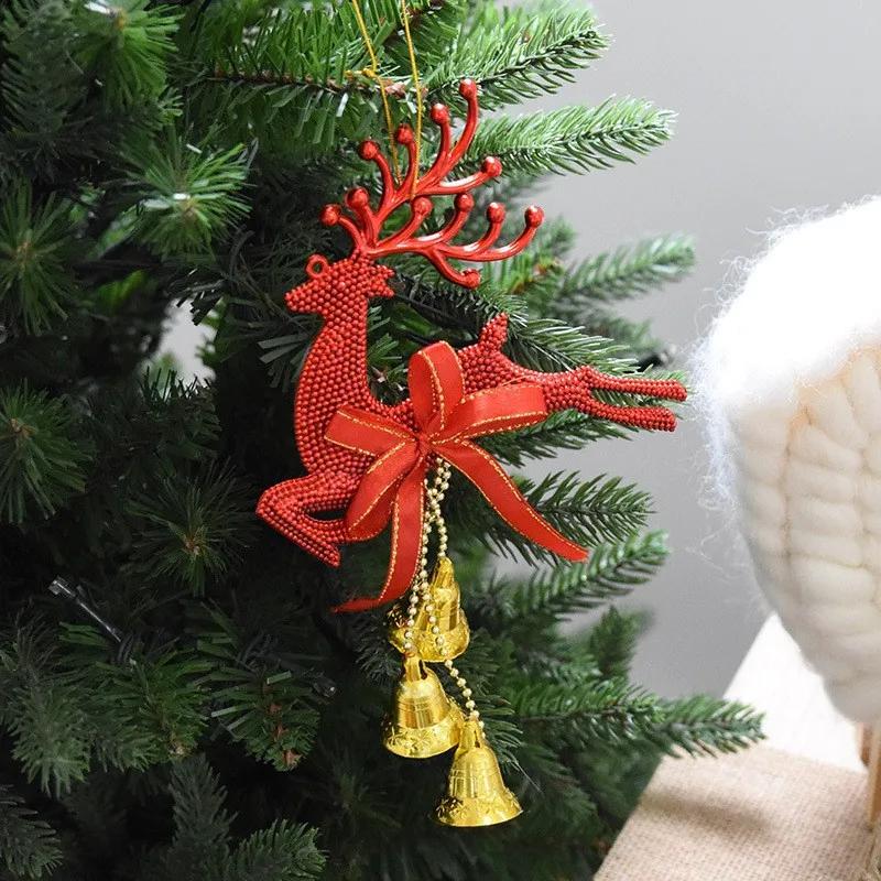 

Christmas Gold Red Silver Elk Pendant Merry Christmas Tree Decorations For Home Xmas Ornaments Hanging Pendants червоний