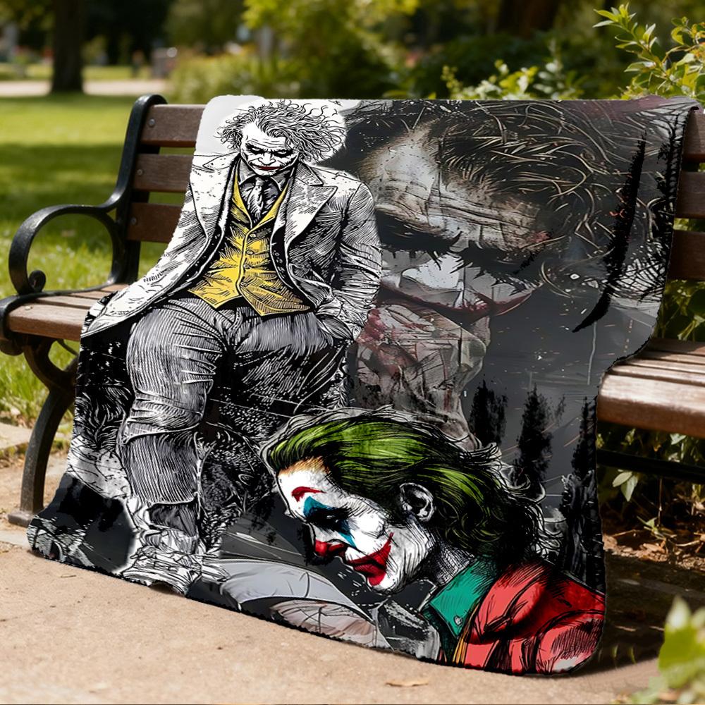 1pc Joker Outdoor Flannel Throw Blanket Soft, Lightweight & Warm for Sofa, Office