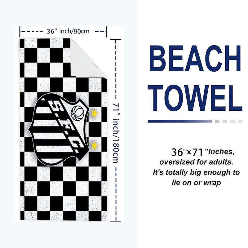 Santos FC Print Beach Towel, Large Soft Quick Dry Towel for Beach Camping Swimming