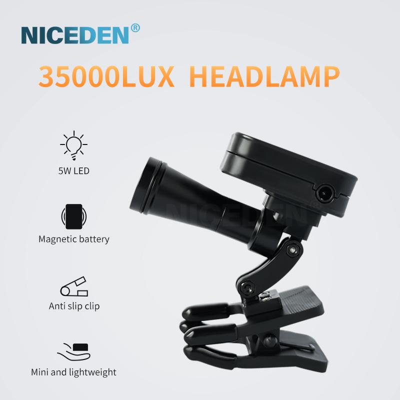 NICEDEN 2025 Hot Selling Dental Headlight 5w Headlight with Super Strong Spotlight of 35000lux Clear and Transparent