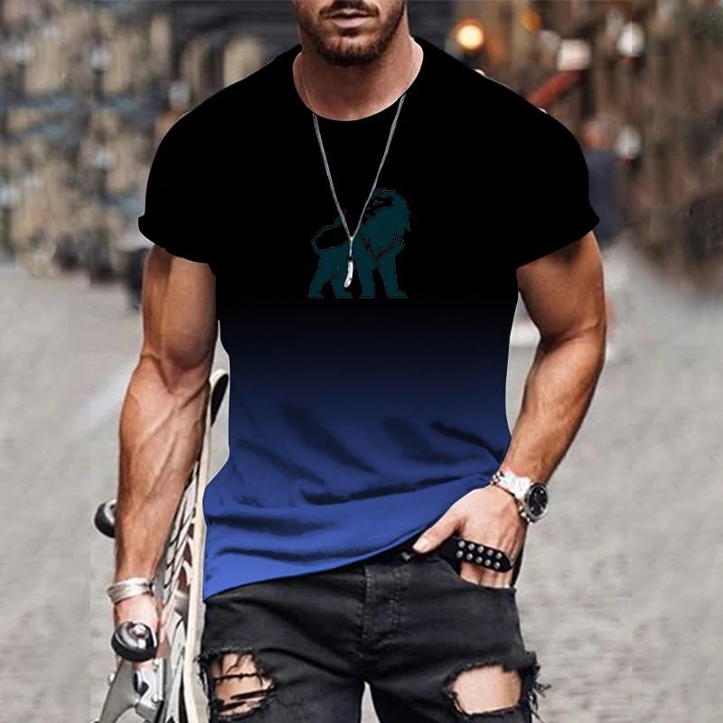 

Trendy and fashionable new men s T-shirt 3D printed gradient printed top summer streetwear O-neck plus size pullover 6XL