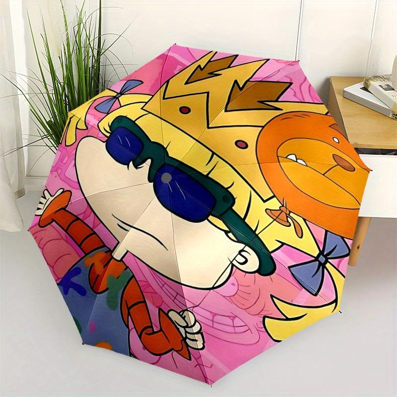 1pc Rugrats Go Wild Automatic Open/close Folding Portable Umbrella with 8-Rib Structure for Women/Men, All-Season Use A0901087