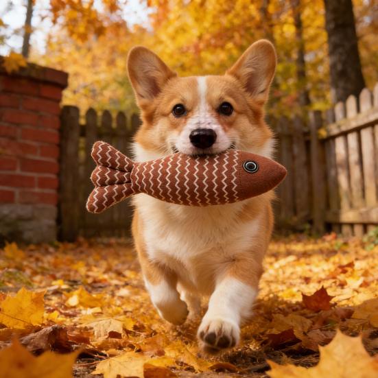 Plush Pet Chew Toy Squeaky Fish Interactive Cat Kicker Toy Soft Stuffed Animals Teething Toy for Indoor Dogs Cats And Kittens