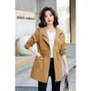Frühlings- und Herbst-Dünner Windbreaker Damen Midilänge Neu Lässiger Westernstil Mantel Jacke