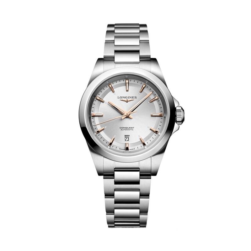 LONGINES Concas Yuedong series automatic mechanical movement 100 meters waterproof Swiss watch 30mm silver dial stainless steel strap L3.320.4.72.6