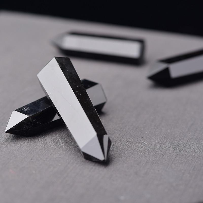 Elegant And Timeless 100% Natural Obsidian Black Quartz Crystal Stone Point Healing Hexagonal Wand