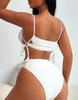 Women's Swimsuit Solid Color Back Tie High Waist Split Swimsuit Bikini Beachwear Bathing Suits