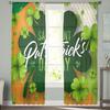St Patrick Day Clover Lucky Leaves Voile Curtain Living Room Bedroom Kitchen Window Decor Tulle Chiffon Curtains Sheer Polyester Ideal For Area