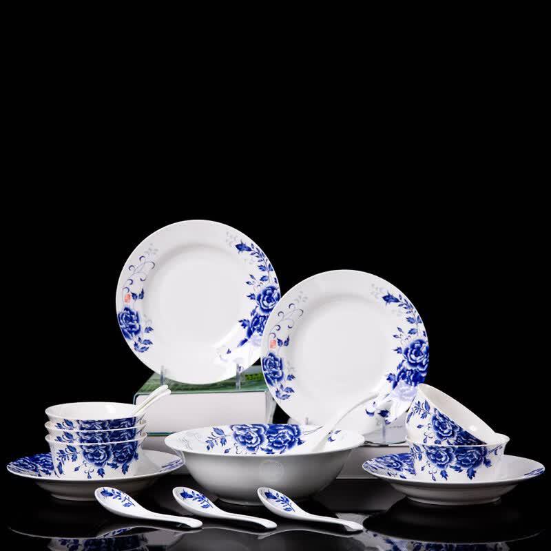 Nuogu Jingdezhen Blue & White Underglaze Ceramic Dinnerware Set, 26-Piece