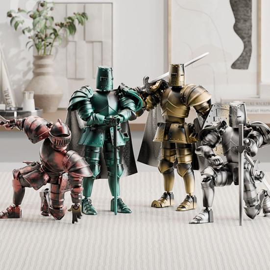 Medieval Knight Action Figure with Accessories Movable Joints Knight Model Toy Articulated Robot Dummy Figurine Home Office Decoration Ornament