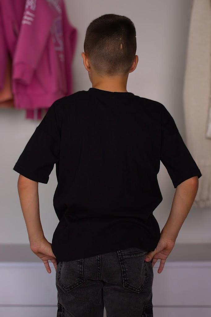 T-Shirt (kids) – Black, Cotton, Short Sleeve, Casual, Summer,  6414-001-1 HC