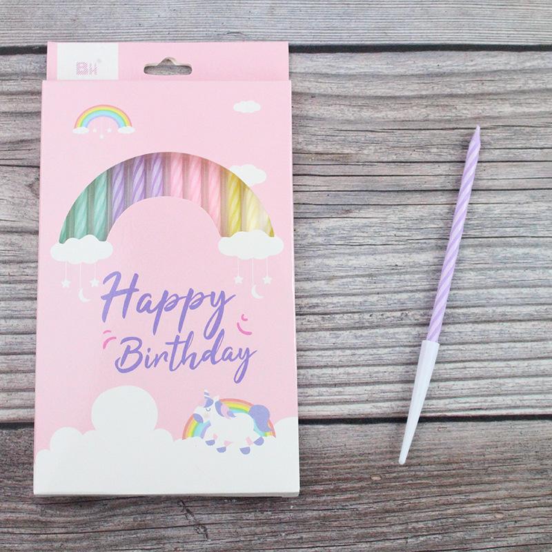 New Birthday Candles Happy A3 Slim Colorful Crystal Spiral 12 Boxed Party Candles