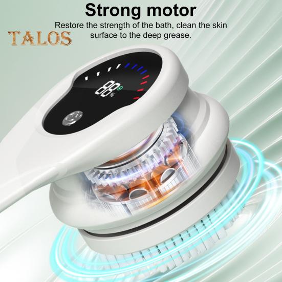 Elektrický koupelový kartáč s 5 kartáčovými hlavicemi Vodotěsný Dobíjecí Design s dlouhou rukojetí 3-rychlostní rotace Sprchový masážní kartáč