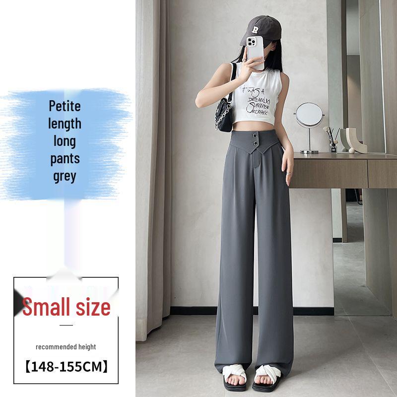 Women s Pink Ice Silk Wide-Leg Summer Pants - High-Waist, Petite, Stylish, Drape Casual Straight-Leg Design. Extra Small