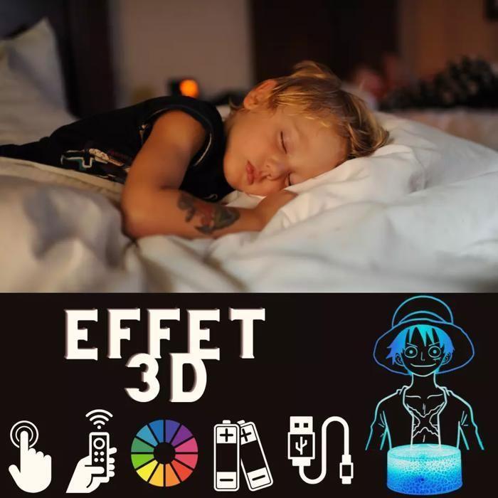 Lampe De Chevet 3D LED - One Piece - Luffy - Multicolore - Tactile - Décorative