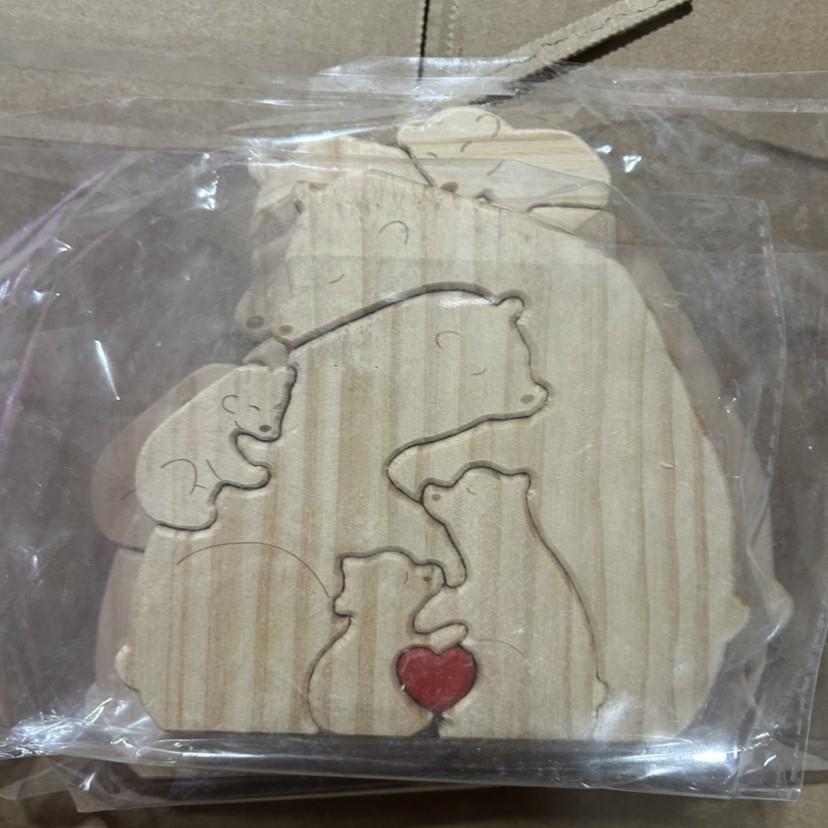 Wooden Puzzle Mother Bear Cub Set DIY Craft Decor Mother's Day Gift