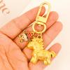 Chinese Style Gold Pony Keychain Zinc Zinc Alloy Zodiac Pony Bag Pendant Horse Key Ring  Year of The Horse