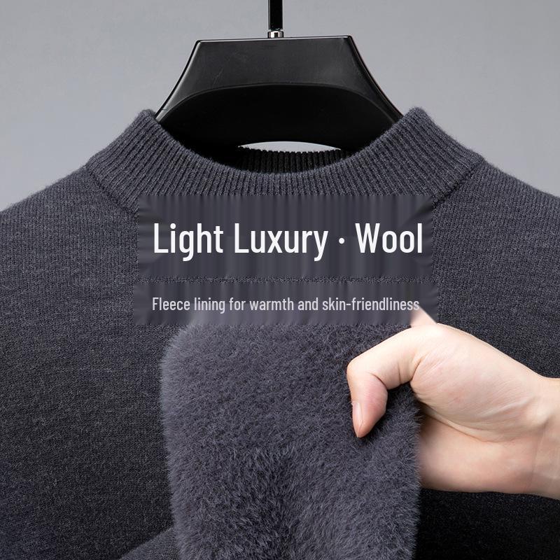 Men's Velvet Wool Sweater - 2024 Autumn/Winter Half-High Collar Luxury Style