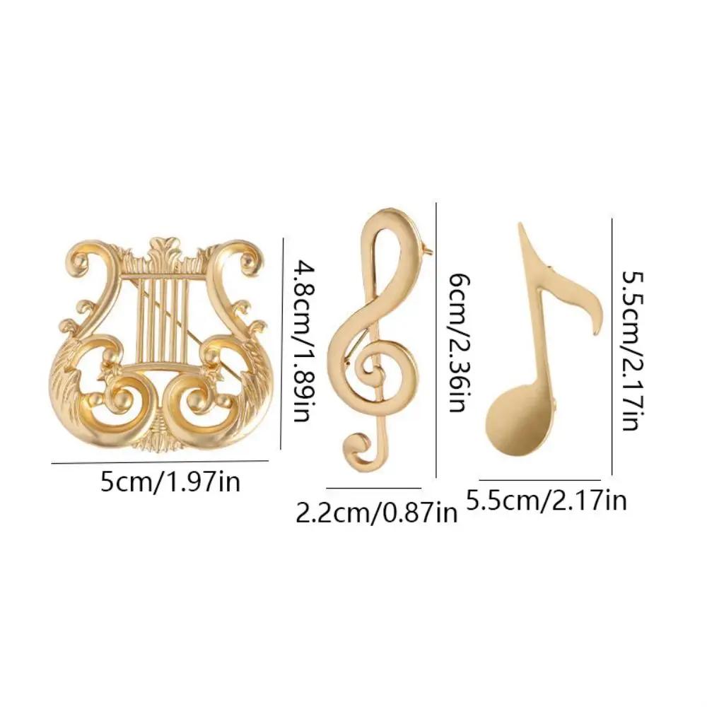 Retro Music Instrument Eighth Note Pin Music Note Alloy G Clef Brooch Jewelry Vintage Harp Badge Gift