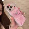 Pink Girl Laser Bow Three-dimensional Rhinestone for iPhone17promax Apple 16 Mobile Phone Case 15 New Models