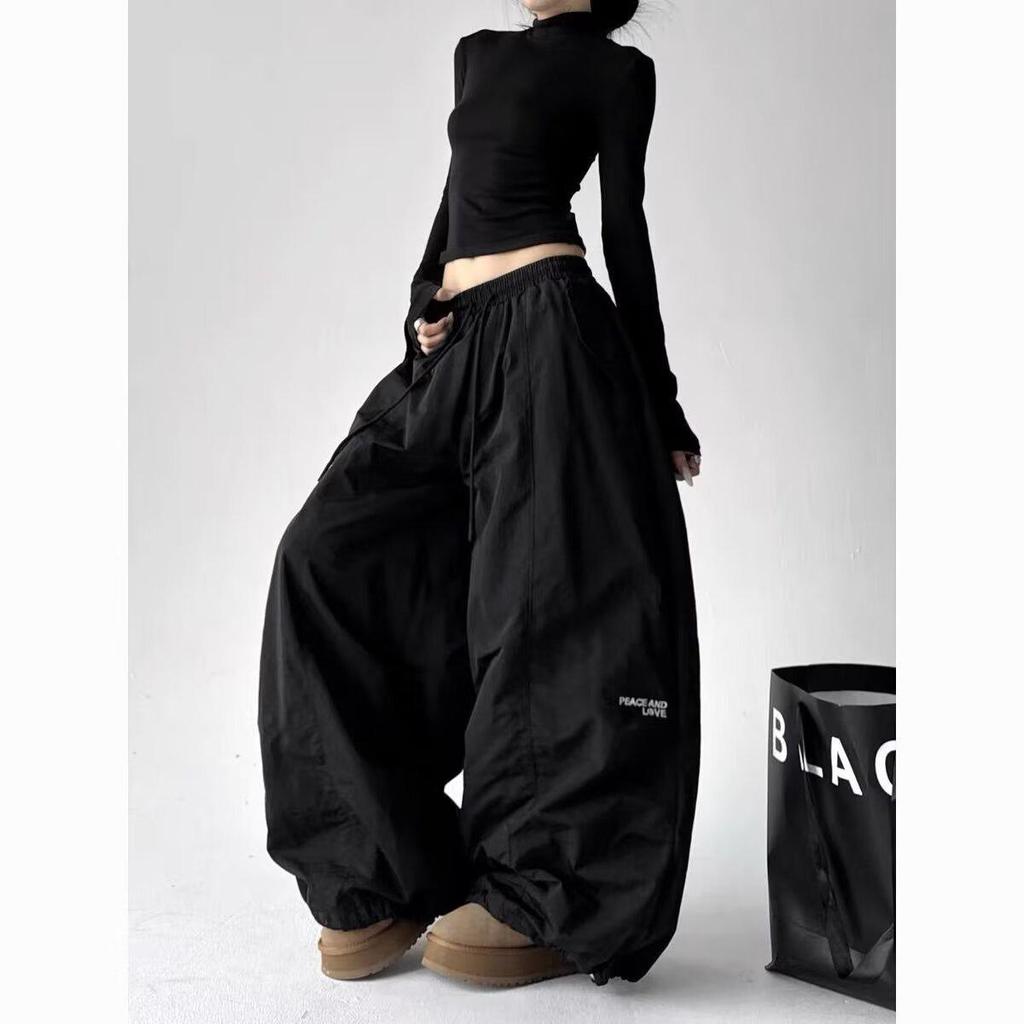 Pantaloni larghi plissettati stile coreano da donna per street dance per primavera/estate