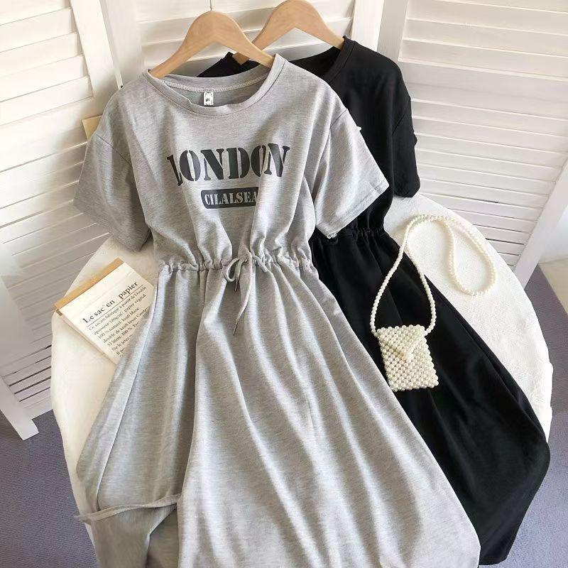 

New 2026 Summer Women s Slit Waist-Cinching Fashionable Casual Slimming Dress L (suggested weight 116-135 jin) сірий колір