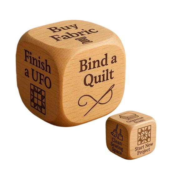1/2/3/5/6/8Pcs Wooden Quilter Dice with 6 Engraved Quilting Tasks Solid Wood Quilting Embroidery Knitting Projects Baking Drinking Decision Dice Tools