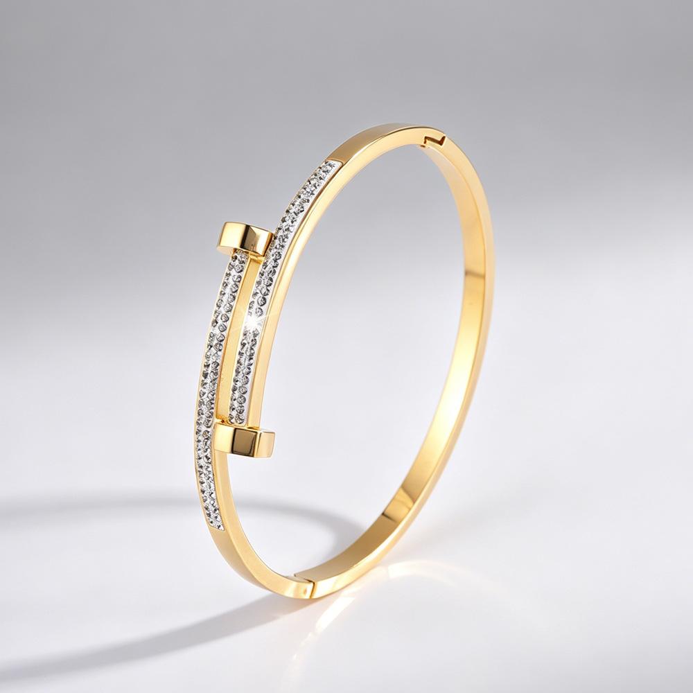 Classic Full Diamond Double Head Opening Female Hot-selling High-value Gypsy Titanium Steel Non-fading