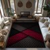 Red Black Geometric Area Rug, Modern Bohemian Carpet for Living Room, Soft Non-Slip Sofa Mat with Tribal Pattern Decor