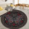 Schmetterling Gotischer Prunk Runder Teppich, Teppich für Wohnzimmer Schlafzimmer Sofa Spielzimmer Dekor, Rutschfeste Fußmatte83