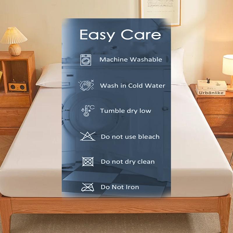 All-Season Waterproof Mattress Protector Soft Polyester Deep Pocket Sheet 8 Colors Modern Bed Fitted Sheet Durable Mattress Cover Bedding Bedspread