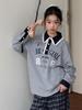 Girls' Heather Grey Long Sleeve Polo Shirt with Lace Collar - Autumn 2025 Collection