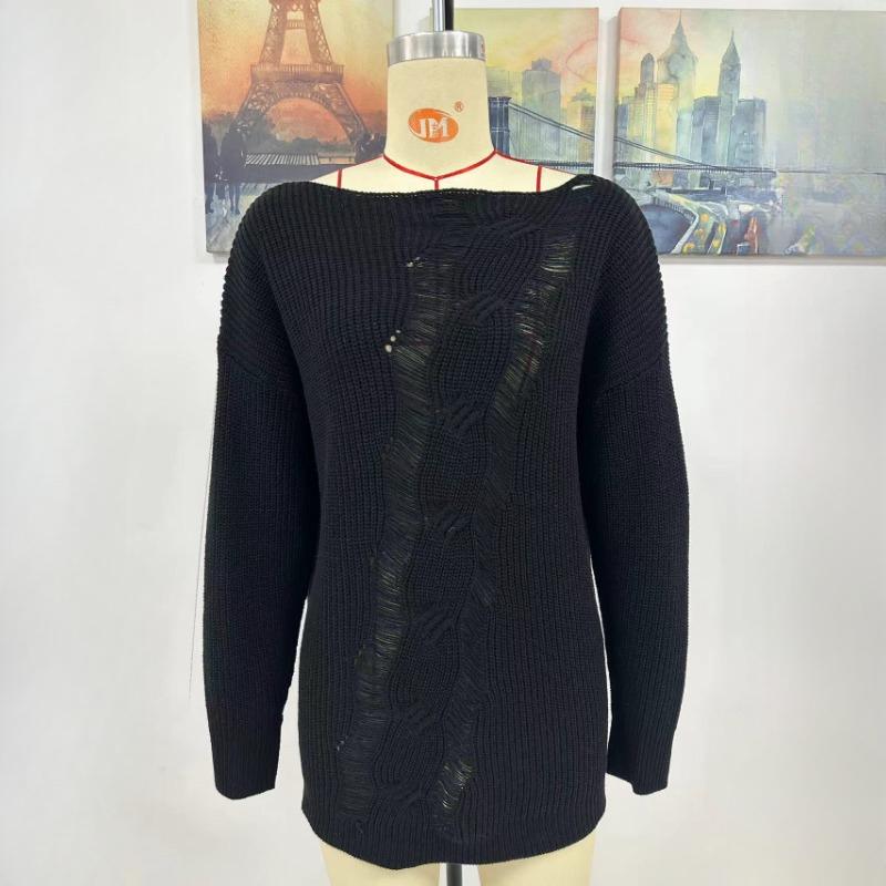 IHUASU Damen Herbst- und Wintermode Einfarbig Knopf Seilstrick Lockerer Pullover